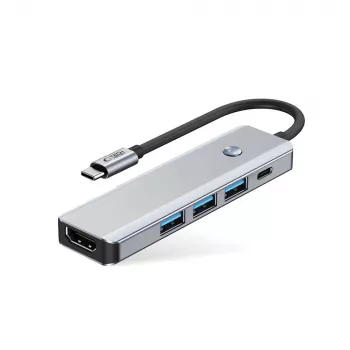 TECH-PROTECT HB01 HUB ADAPTADOR 5IN1 TYPE-C + USB3.0 + HDMI 4K 60HZ + PD100W GRIS ESPACIAL