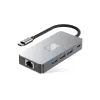 TECH-PROTECT HB05 Adaptador hub USB-C 9 en 1 con USB 2.0, USB 3.0, HDMI 4K 60Hz, SD/TF, PD 100W, RJ45 Gigabit Ethernet, Gris espacial