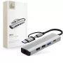TECH-PROTECT HB03 Adaptador hub 5en1 Type-C + USB 2.0 + USB 3.0 + RJ45 Gris espacial