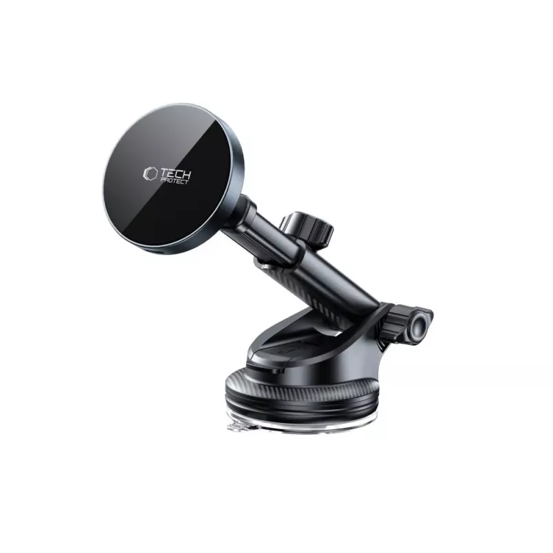 TECH-PROTECT MM15W-V5 Soporte magnético MagSafe para salpicadero y rejilla del coche con cargador inalámbrico 15W Negro/Negro
