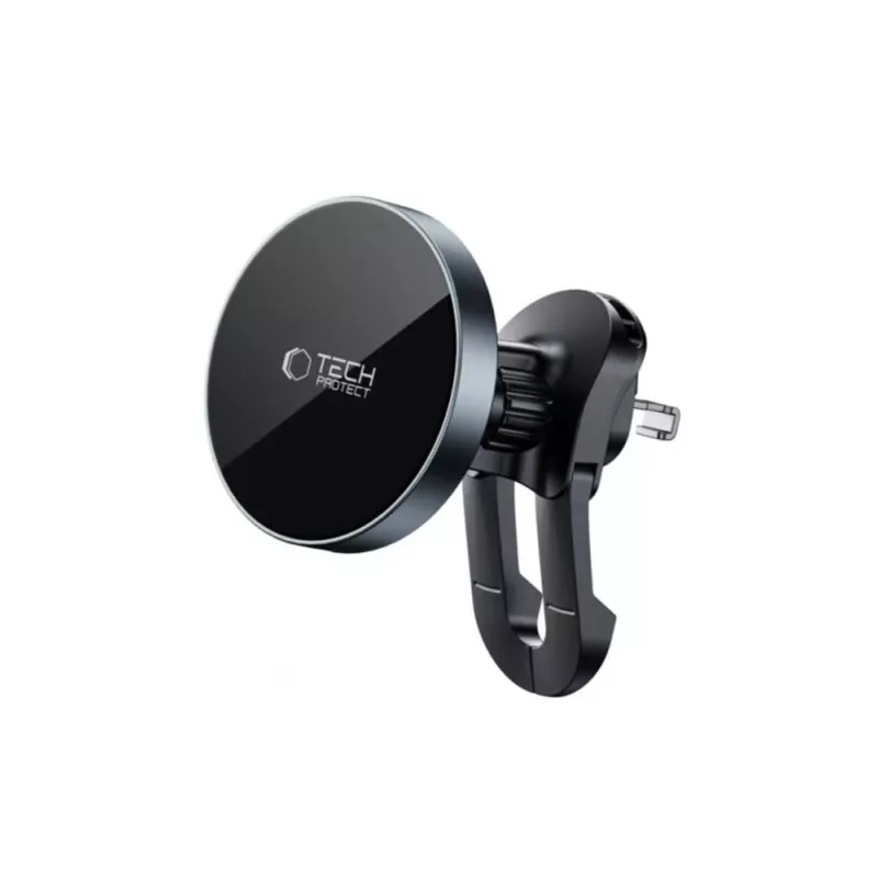 TECH-PROTECT MM15W-V5 Soporte magnético MagSafe estable para rejilla del coche con cargador inalámbrico 15W Negro/Negro