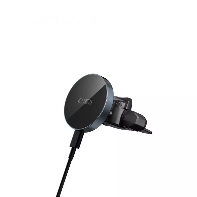 TECH-PROTECT MM15W-V5 Soporte magnético MagSafe para CD y rejilla del coche, cargador inalámbrico 15W Negro