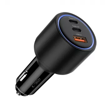 TECH-PROTECT CC04 Cargador de coche 3 puertos PD 130W Negro
