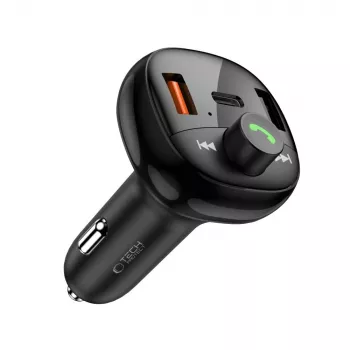 TECH-PROTECT CC06 Cargador de coche de 3 puertos PD 72W + Transmisor FM Bluetooth Negro