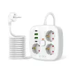 TECH-PROTECT PCS3X4 Regleta de enchufes 2 USB y 2 Type-C y 3 enchufes 200cm Blanco