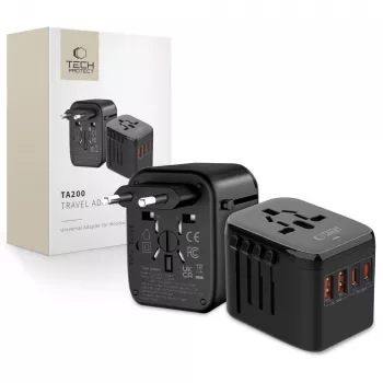 TECH-PROTECT TA200 Adaptador de viaje EU / UK / US / AU Negro
