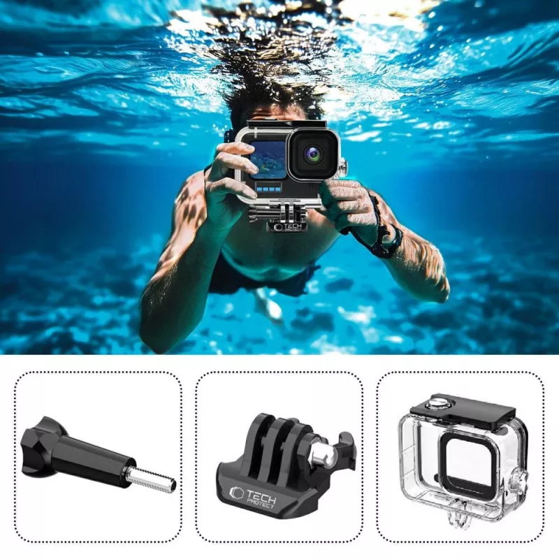 TECH-PROTECT GA200 Funda impermeable para GoPro Hero 9 / 10 / 11 / 12 / 13 - transparente