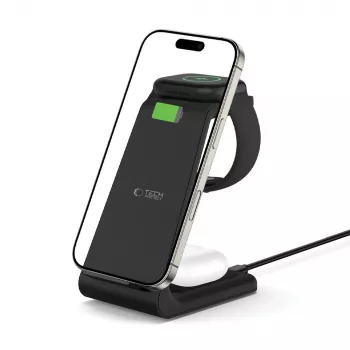 TECH-PROTECT QI15W-A36 Cargador inalámbrico 3 en 1 para Apple negro