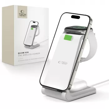 TECH-PROTECT QI15W-A36 Cargador inalámbrico 3 en 1 para Apple blanco
