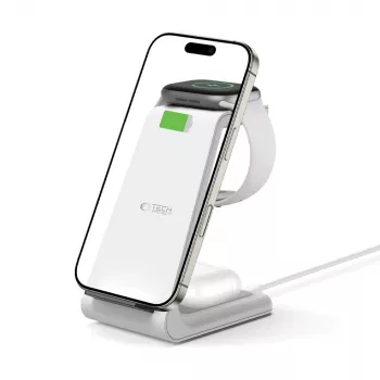 TECH-PROTECT QI15W-A36 Cargador inalámbrico 3 en 1 para Apple blanco
