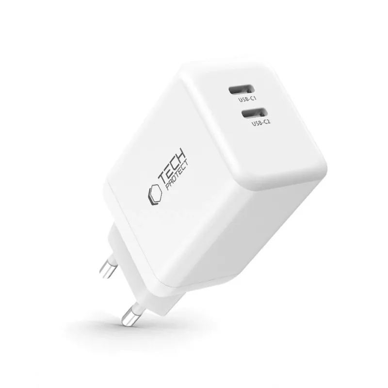 TECH-PROTECT NC45W-GAN Cargador de red de 2 puertos PD 45W blanco