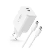 TECH-PROTECT NC45W-GAN Cargador de red de 2 puertos PD 45W + cable USB-C blanco