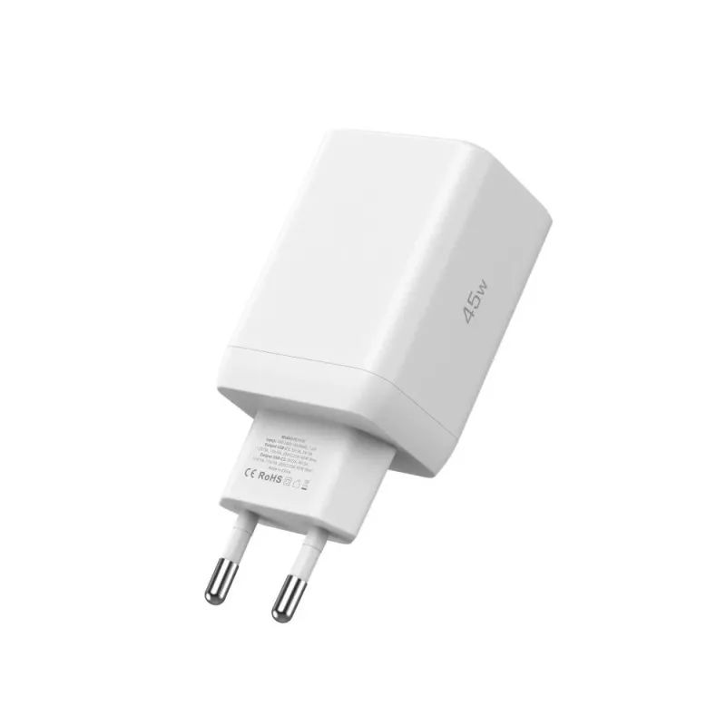 TECH-PROTECT NC45W-GAN Cargador de red de 2 puertos PD 45W + cable USB-C blanco