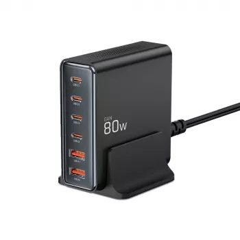 Tech-Protect DC80W-GAN 6-PORT GaN 80W cargador USB-C negro