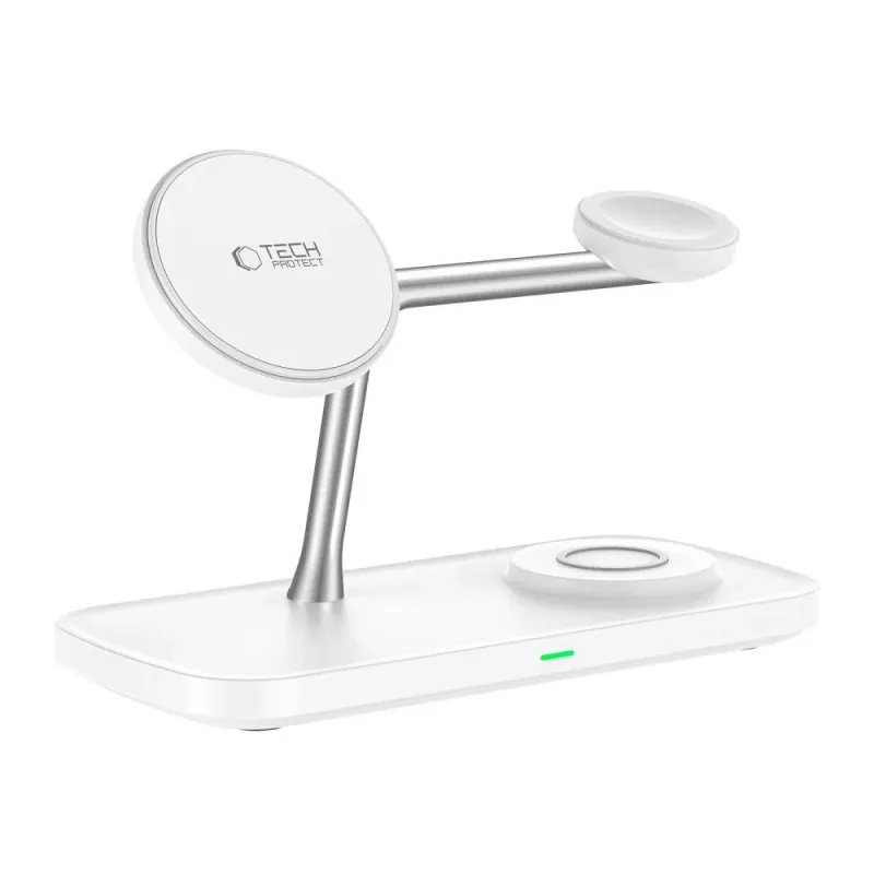 TECH-PROTECT QI15W-A45 Cargador inalámbrico magnético MagSafe 3 en 1 blanco