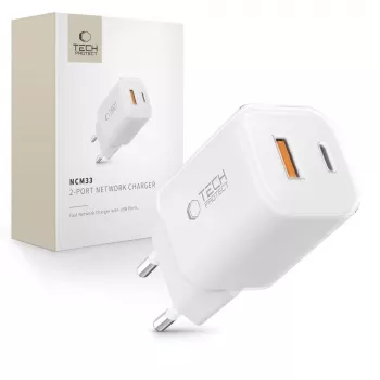 TECH-PROTECT NCM33 Cargador de red de 2 puertos PD 33W / QC3.0 blanco