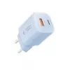 TECH-PROTECT NCM33 Cargador de red de 2 puertos PD 33W / QC3.0 Azul bebé