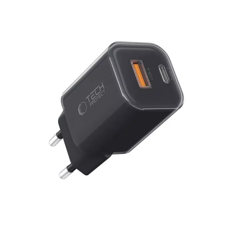 TECH-PROTECT NCM33 Cargador de red de 2 puertos PD 33W / QC3.0 Negro