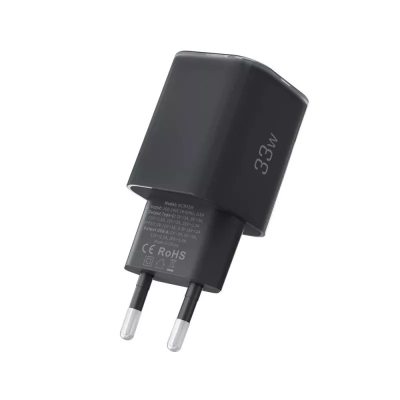 TECH-PROTECT NCM33 Cargador de red de 2 puertos PD 33W / QC3.0 Negro