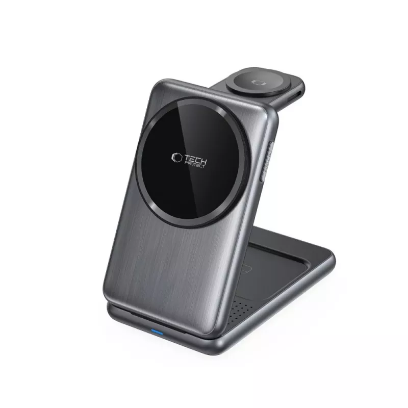 TECH-PROTECT QI15W-A42 Cargador inalámbrico magnético MagSafe 3 en 1 Gris espacial