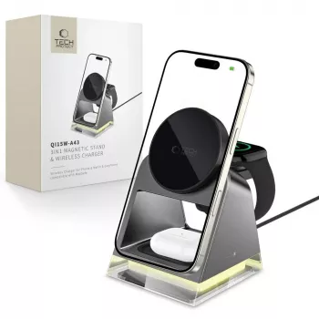Tech-Protect QI15W-A43 3IN1 MagSafe estación de carga inalámbrica negra