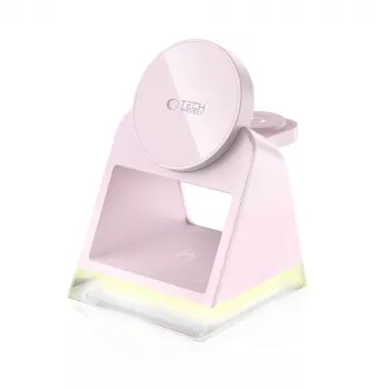 Tech-Protect QI15W-A43 3IN1 MagSafe estación de carga inalámbrica rosa