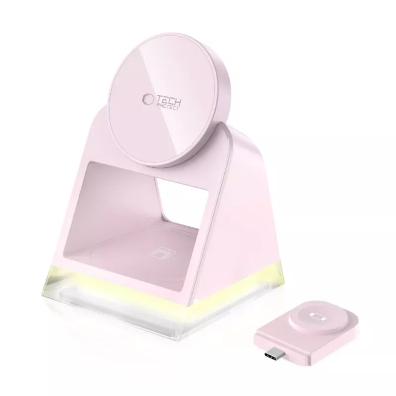 Tech-Protect QI15W-A43 3IN1 MagSafe estación de carga inalámbrica rosa