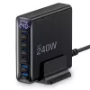 TECH-PROTECT DC240W-GAN Cargador de sobremesa de 6 puertos PD 240W / QC3.0 Negro