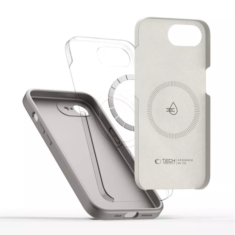 Tech-Protect Funda de silicona MagSafe para Apple iPhone 16E / 17E, Gris piedra