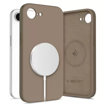 Tech-Protect Funda de silicona MagSafe para Apple iPhone 16E / 17E - Marrón chocolate