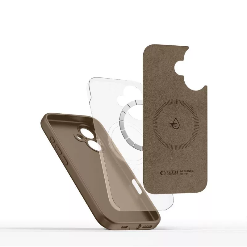 Tech-Protect Funda de silicona MagSafe para Apple iPhone 16E / 17E - Marrón chocolate