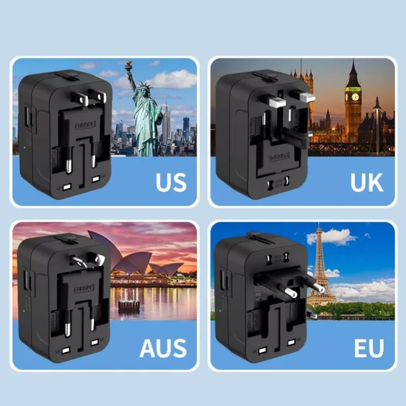 TECH-PROTECT TA300 Adaptador de viaje EU / UK / US / AU Negro