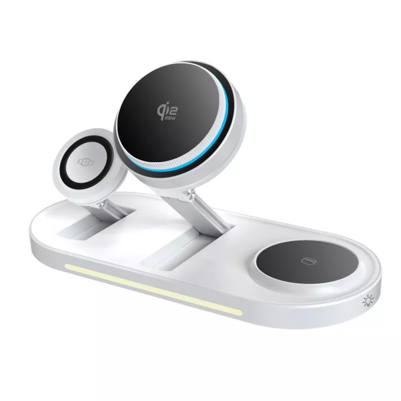 TECH-PROTECT A51 ARCTICBOOST Cargador inalámbrico magnético MagSafe 3 en 1 25W Qi2.2 Blanco