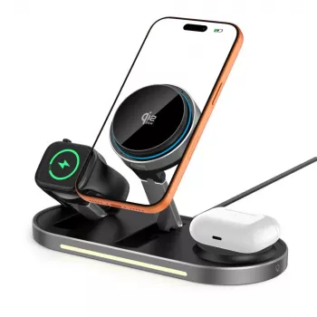 TECH-PROTECT A51 ARCTICBOOST Cargador inalámbrico magnético MagSafe 3 en 1 25W Qi2.2 Negro