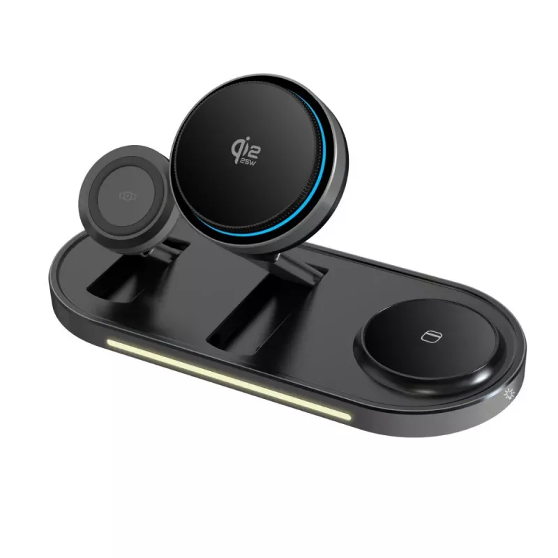 TECH-PROTECT A51 ARCTICBOOST Cargador inalámbrico magnético MagSafe 3 en 1 25W Qi2.2 Negro