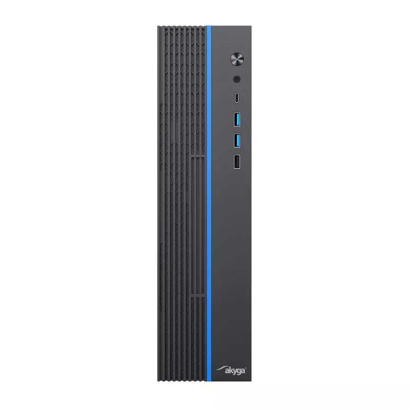 Akyga AK-302-01BL caja para PC SFF, Micro-ATX / Mini-ITX, USB-C + 2x USB 3.0 + USB 2.0, sin fuente de alimentación, negro