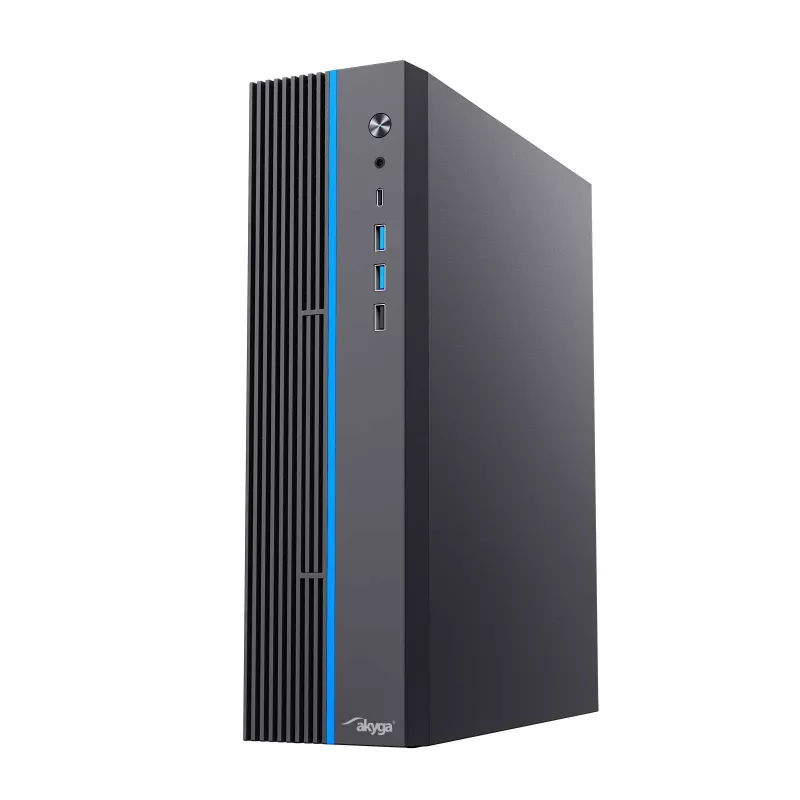 Akyga AK-302-01BL caja para PC SFF, Micro-ATX / Mini-ITX, USB-C + 2x USB 3.0 + USB 2.0, sin fuente de alimentación, negro