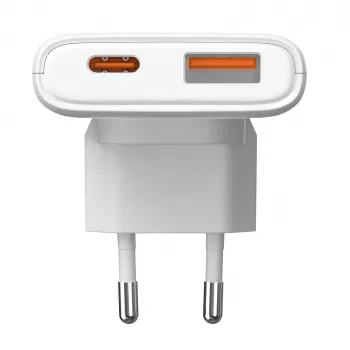 Akyga AK-CH-31 cargador USB GaN plano 65 W, USB-C PD + USB-A, blanco
