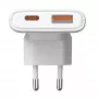 Akyga AK-CH-31 cargador USB GaN plano 65 W, USB-C PD + USB-A, blanco