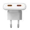 Akyga AK-CH-32 cargador USB-C GaN plano 65 W, 2 x USB-C PD, blanco