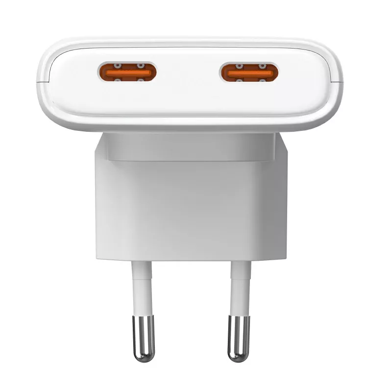 Akyga AK-CH-32 cargador USB-C GaN plano 65 W, 2 x USB-C PD, blanco