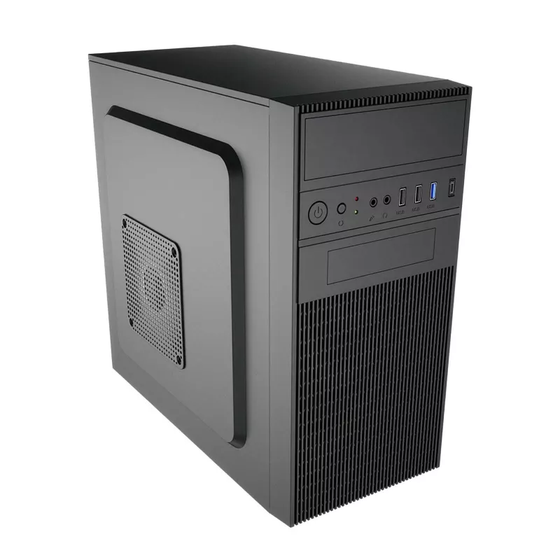 Akyga AK19BK caja para PC micro-torre, Micro-ATX / Mini-ITX, USB-C + USB 3.0 + 2x USB 2.0, sin fuente de alimentación, negro