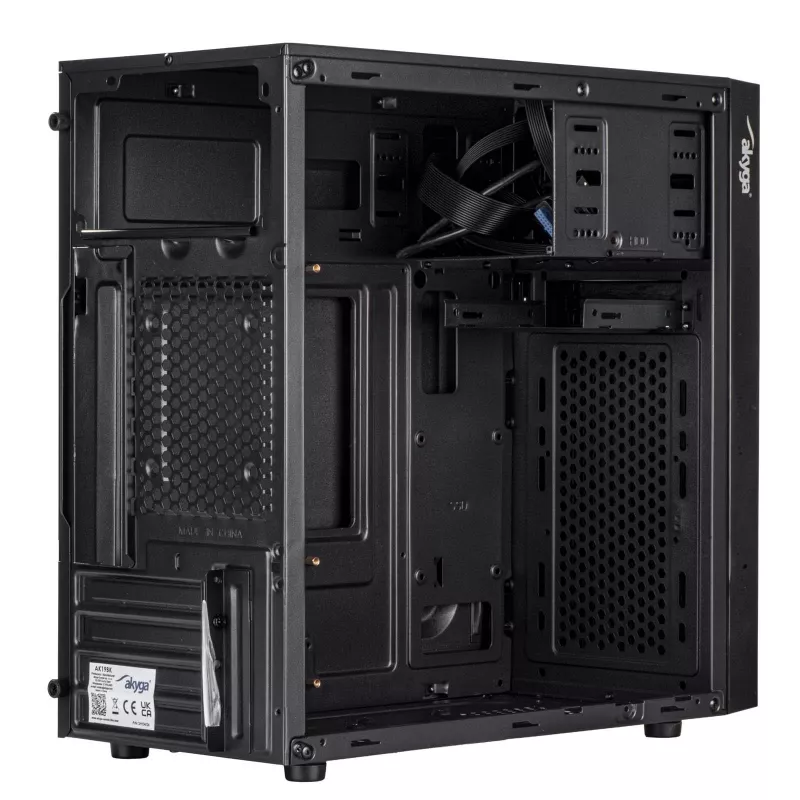 Akyga AK19BK caja para PC micro-torre, Micro-ATX / Mini-ITX, USB-C + USB 3.0 + 2x USB 2.0, sin fuente de alimentación, negro