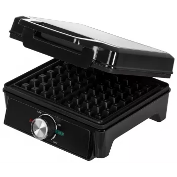 Adler AD 3088 gofrera para 2 gofres grandes, 1600 W (máx. 2000 W), placas antiadherentes, temperatura regulable, negra (AD 3088)