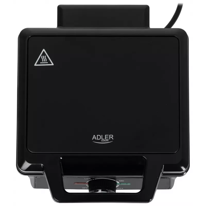 Adler AD 3088 gofrera para 2 gofres grandes, 1600 W (máx. 2000 W), placas antiadherentes, temperatura regulable, negra (AD 3088)