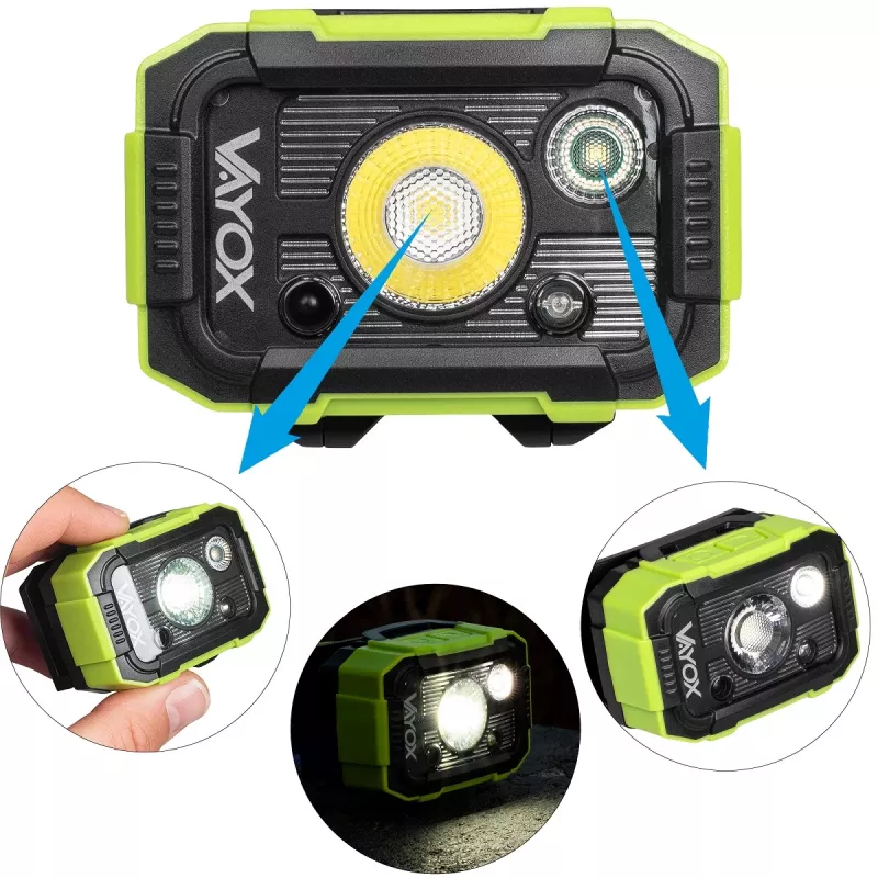 VAYOX DUAL HAMMER 500lm Pro Series Linterna frontal recargable VA0415