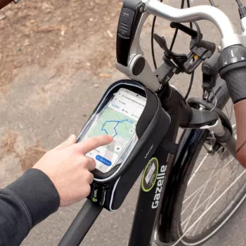 Vayox VA0450 Bolsa de cuadro para bicicleta con dos bolsillos y compartimento para móvil, negro