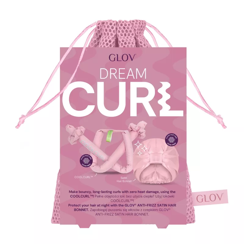 GLOV_SET Dream Curl set de rizador de pelo sin calor - 1 rizador + 1 gorro de satén - rosa