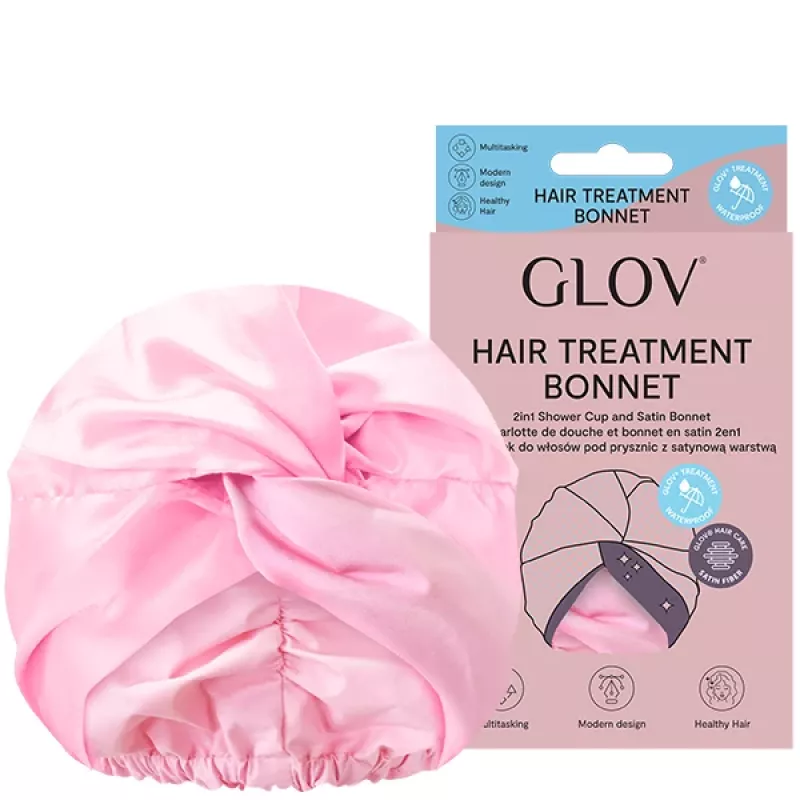 GLOV Gorro de tratamiento capilar 2 en 1 gorro de ducha con capa de satén negro
