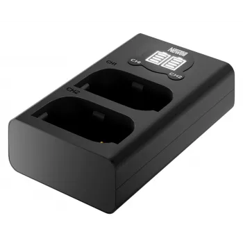 Cargador USB-C de doble canal Newell DL-USB-C para batería Panasonic DMW-BLK22 Negro